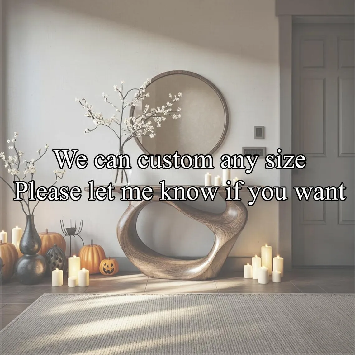 Rustic Console Table Solid Natural Wood Live Edge Handmade Furniture Halloween Decor Housewarming Gift - Image 2
