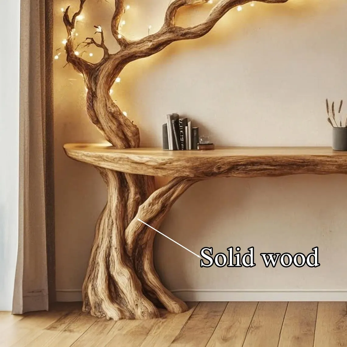 Narrow floating live edge side table with  Live edge table entryway Table farmhouse console table handmade rustic natural wood decor home - Image 3