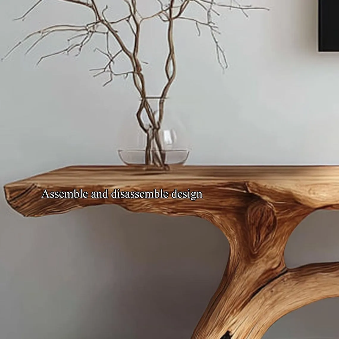 Live Edge Solid Wood Console Table Rustic TV Stand Modern Furniture with Storage Cabinet for Living Room Decor - Image 4