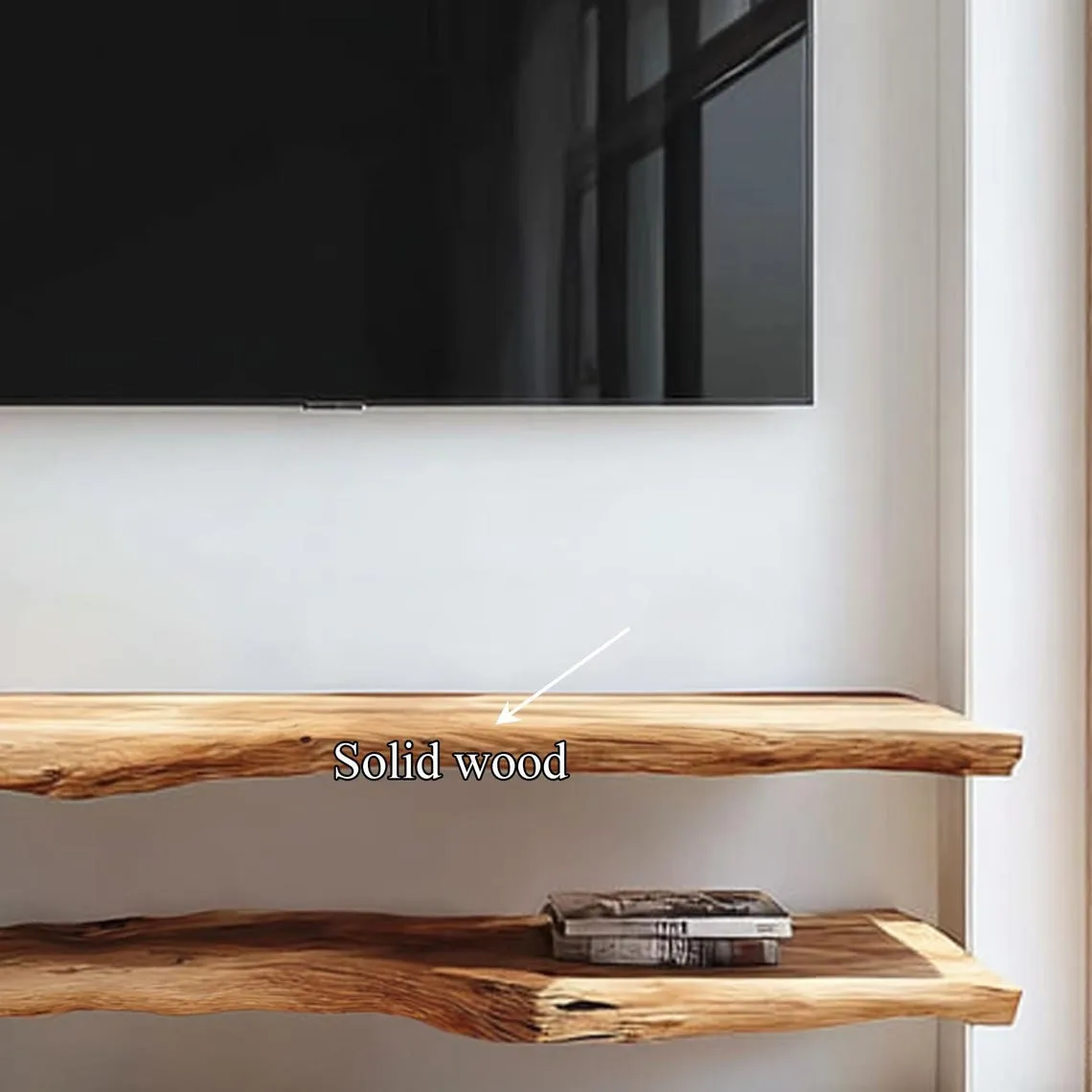 Live Edge Solid Wood Console Table Rustic TV Stand Modern Furniture with Storage Cabinet for Living Room Decor - Image 5