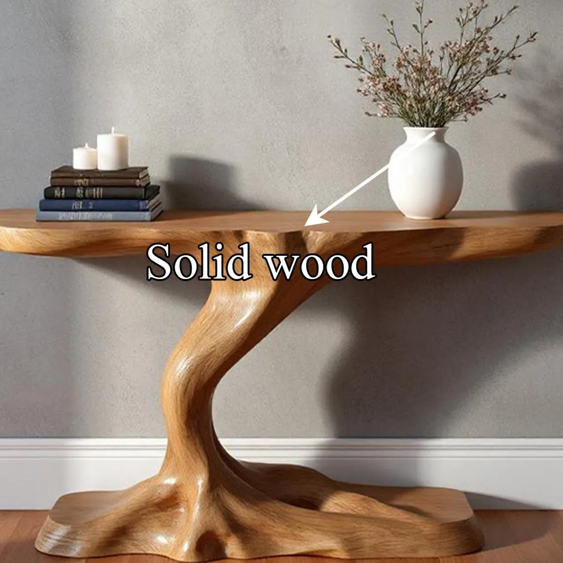 Custom Handmade Solid Wood Console Table Tree Shaped Rustic Entryway Furniture Artistic Wooden Home Decor - Image 3