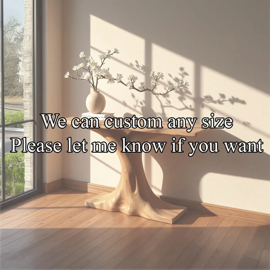 Handcrafted Solid Wood Console Table Rustic Entryway Decor Tree Shaped Design Unique Farmhouse Style Furniture Statement Piece - Image 2