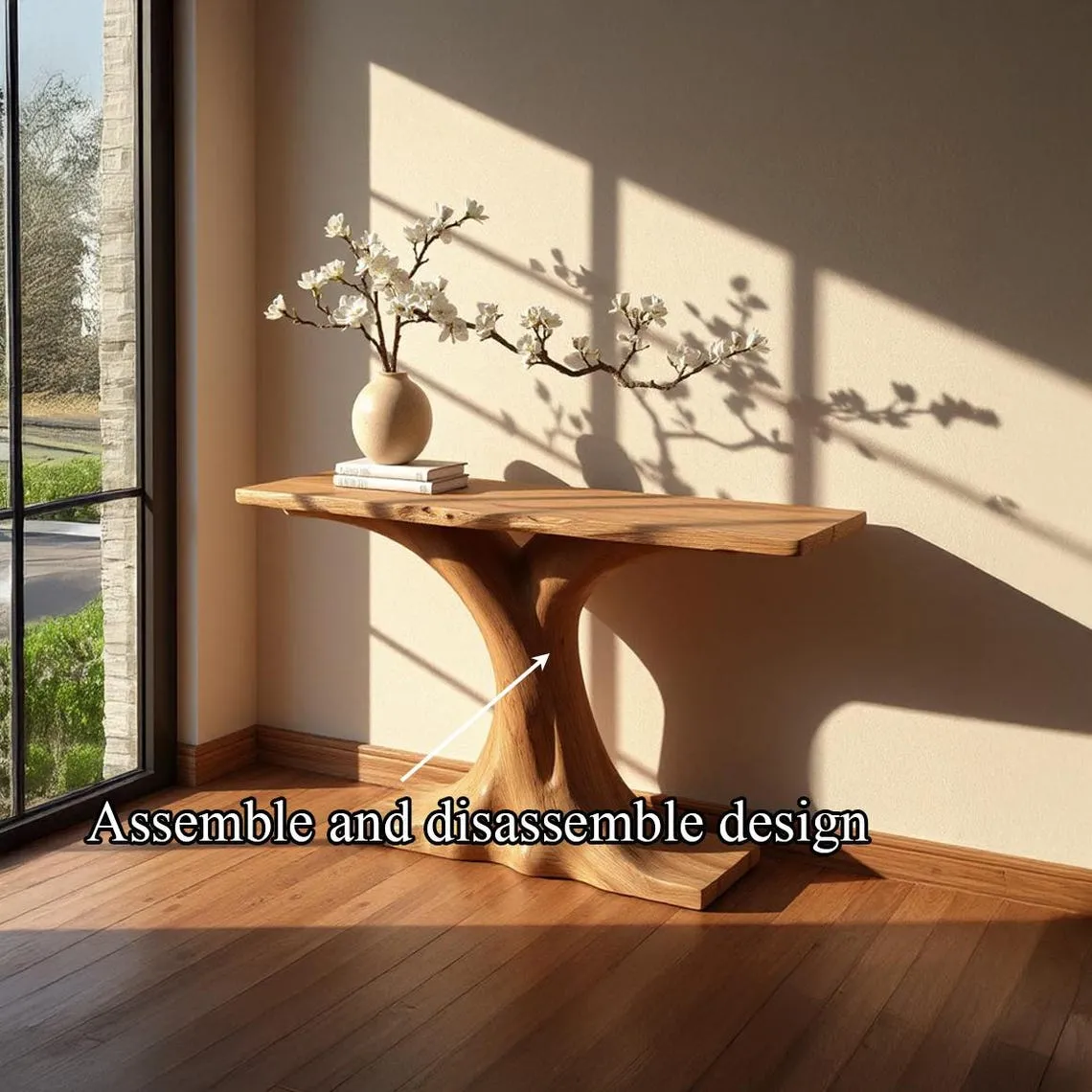 Handcrafted Solid Wood Console Table Rustic Entryway Decor Tree Shaped Design Unique Farmhouse Style Furniture Statement Piece - Image 3