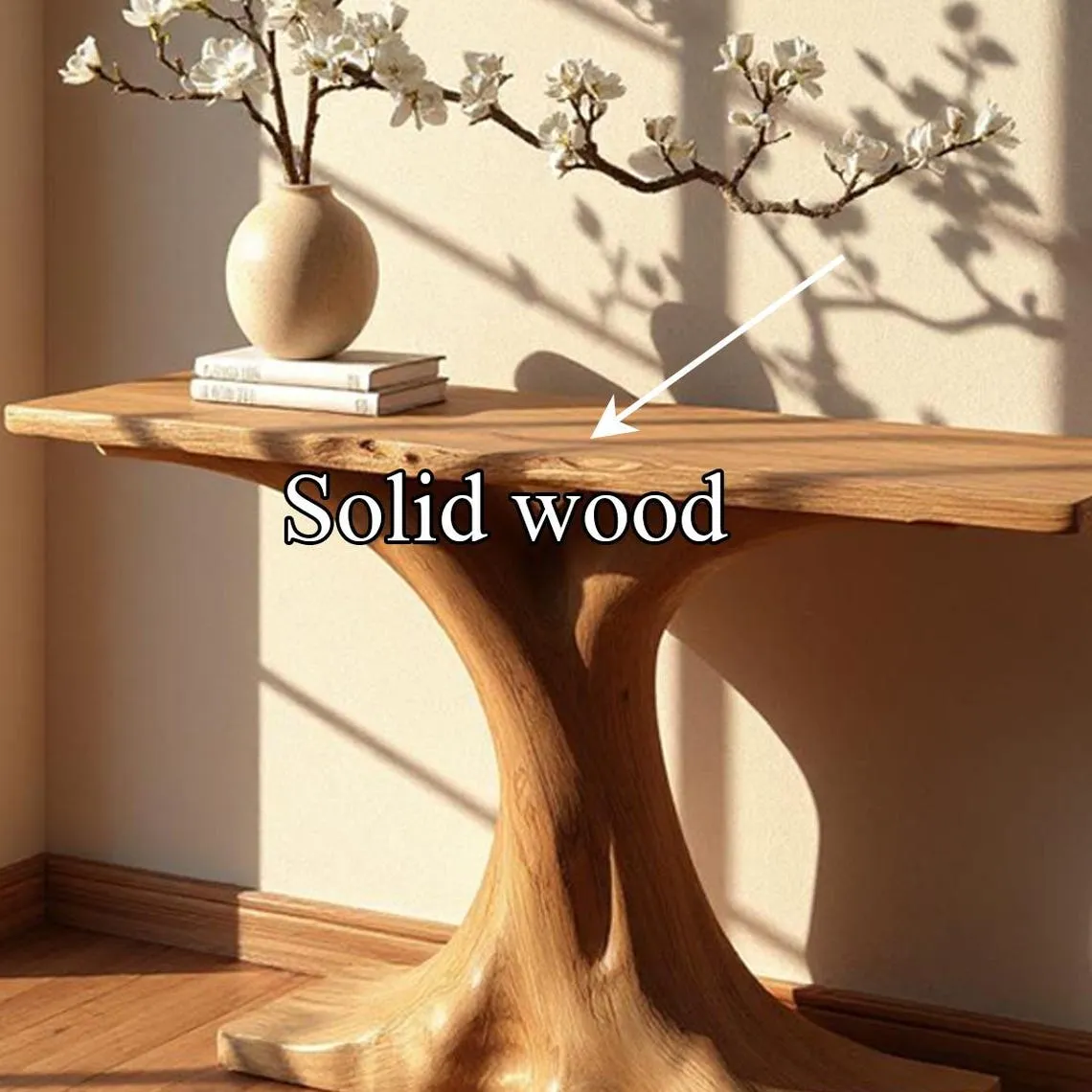 Handcrafted Solid Wood Console Table Rustic Entryway Decor Tree Shaped Design Unique Farmhouse Style Furniture Statement Piece - Image 4