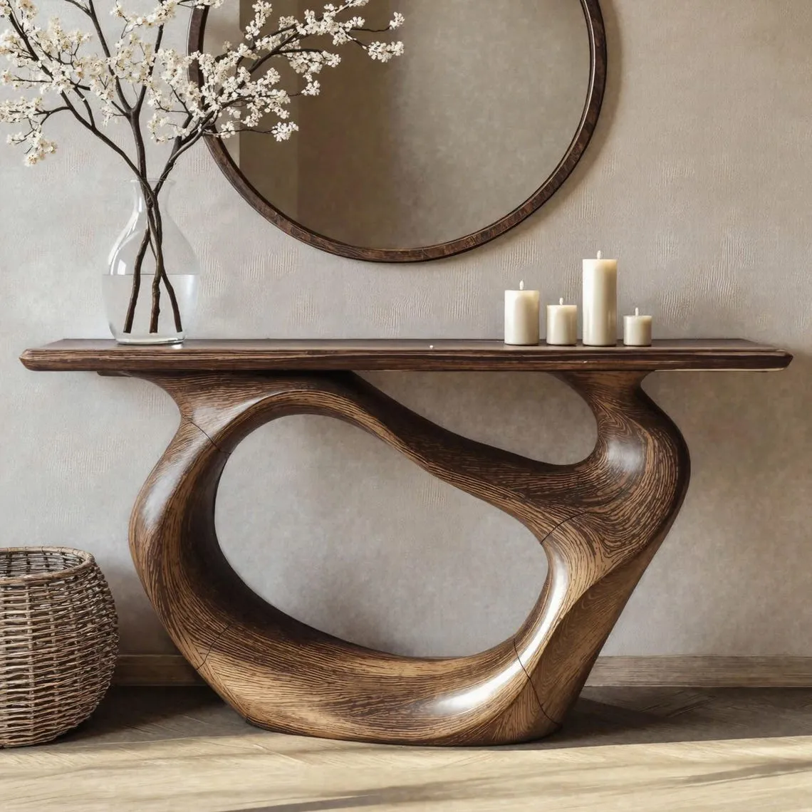 Custom console table handmade natural solid wood live edge table mid century entry table furniture narrow side table unique wood grain - Image 3