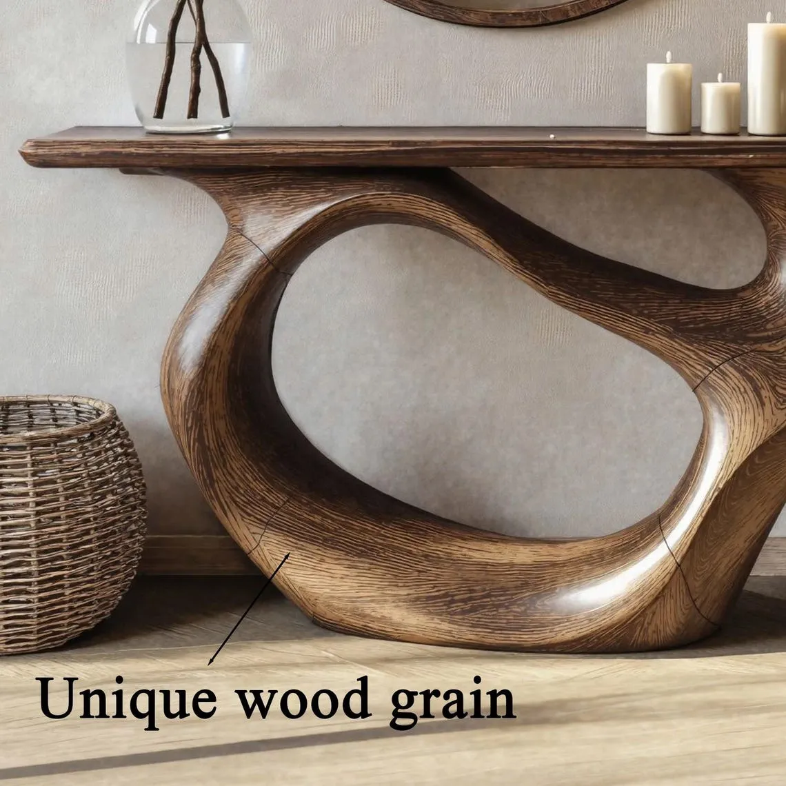 Custom console table handmade natural solid wood live edge table mid century entry table furniture narrow side table unique wood grain - Image 4