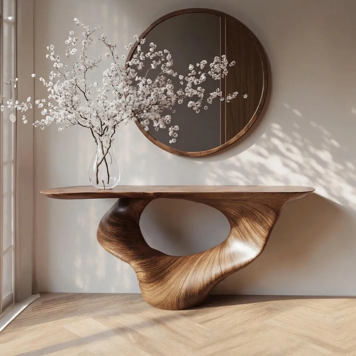 Console table unique art solid wood handmade narrow wood entryway table custom table decor living room wedding table decorations