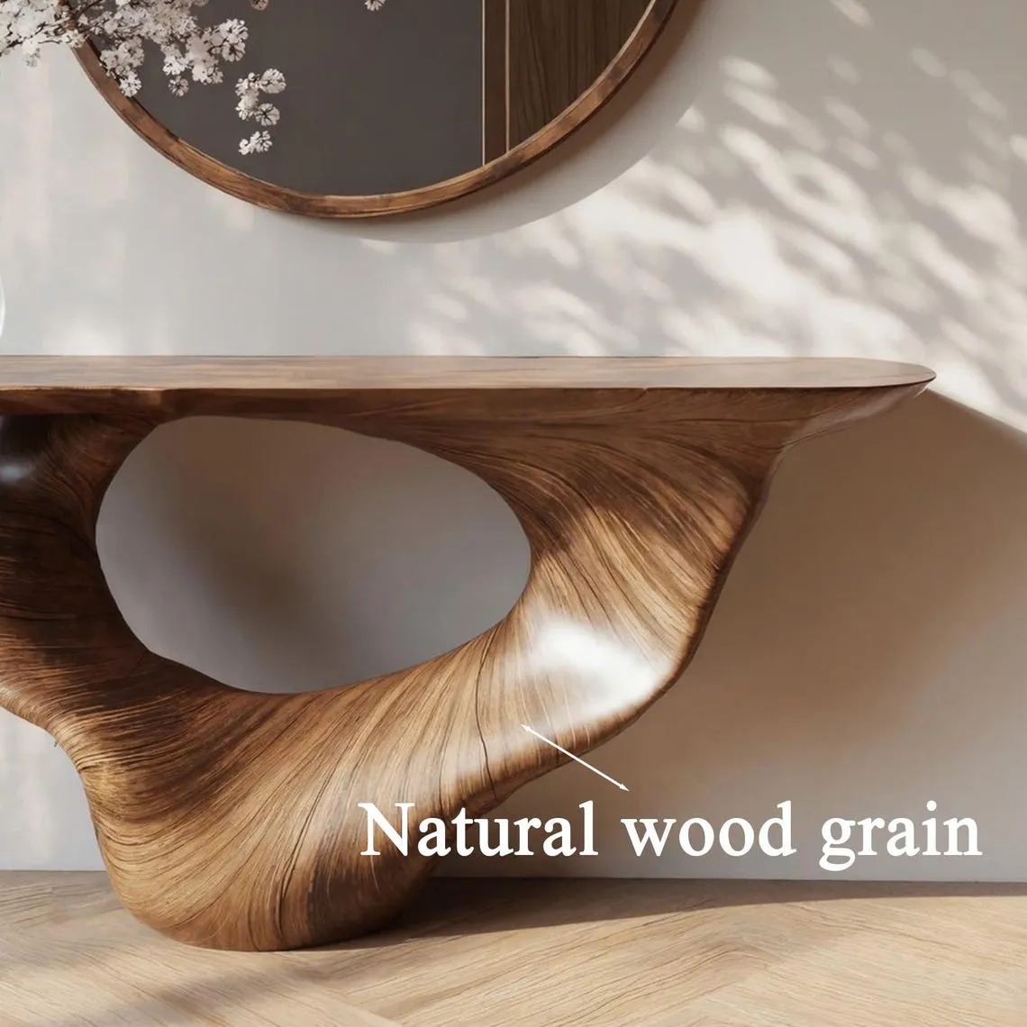 Console table unique art solid wood handmade narrow wood entryway table custom table decor living room wedding table decorations - Image 4