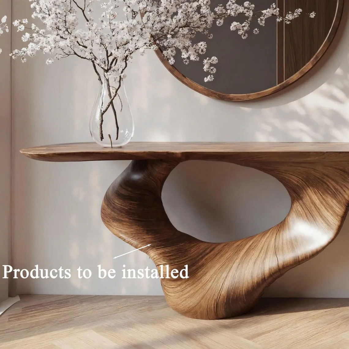 Console table unique art solid wood handmade narrow wood entryway table custom table decor living room wedding table decorations - Image 5