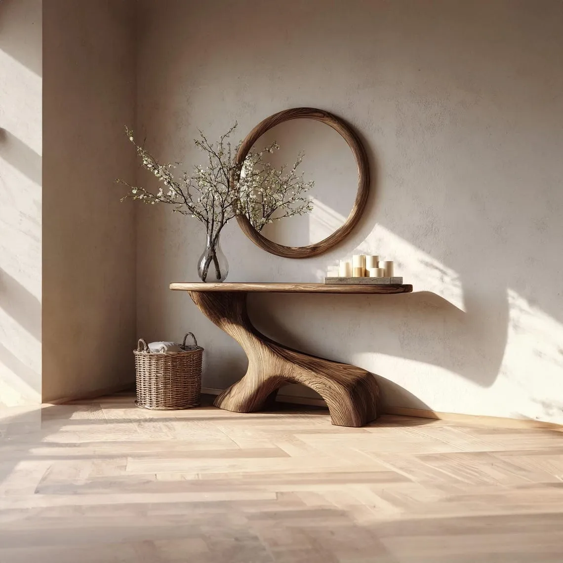 Rustic Wood Console Table Natural Driftwood Custom Design Handmade Unique Entryway Decor Bespoke Solid Wood Furniture Gift Her - Image 6