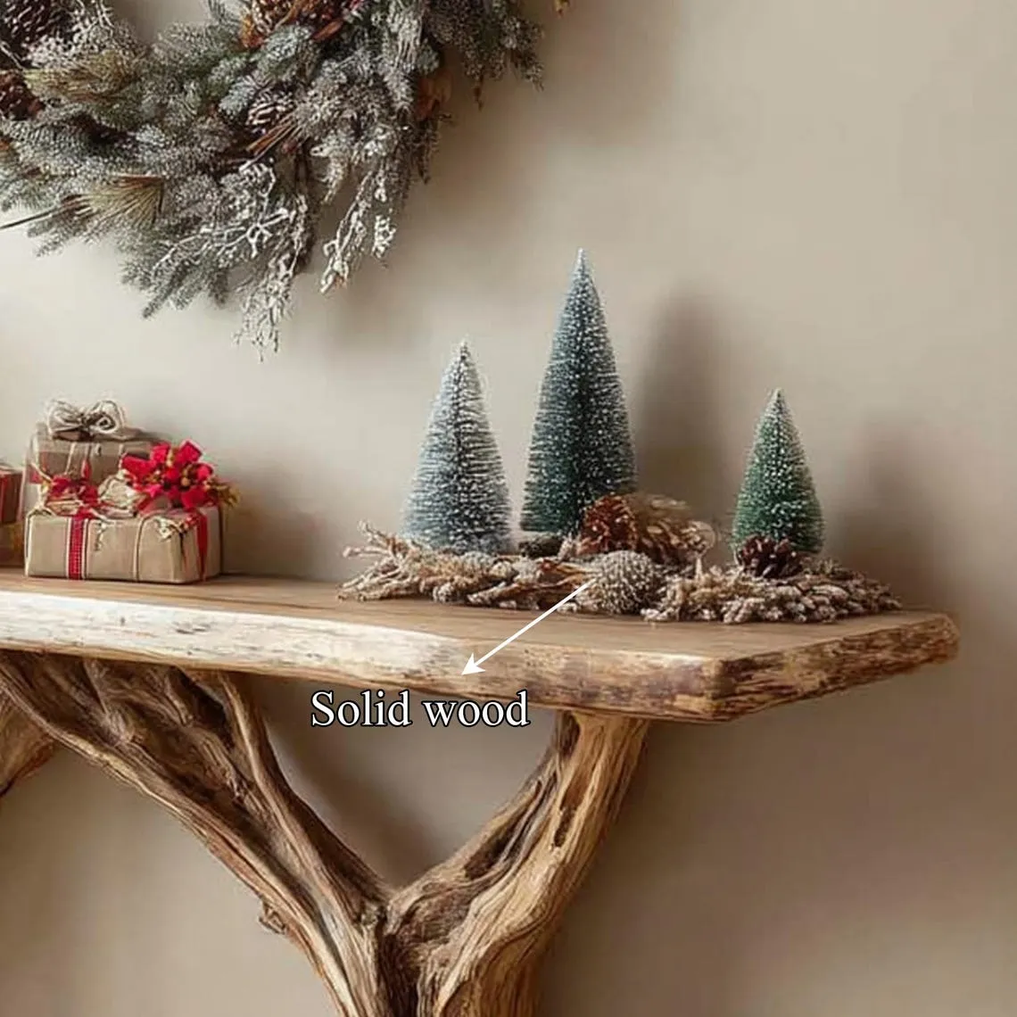 Driftwood farmhouse wall table reclaimed wood console table handmade wooden entry way table console furniture unique home decor gift - Image 4