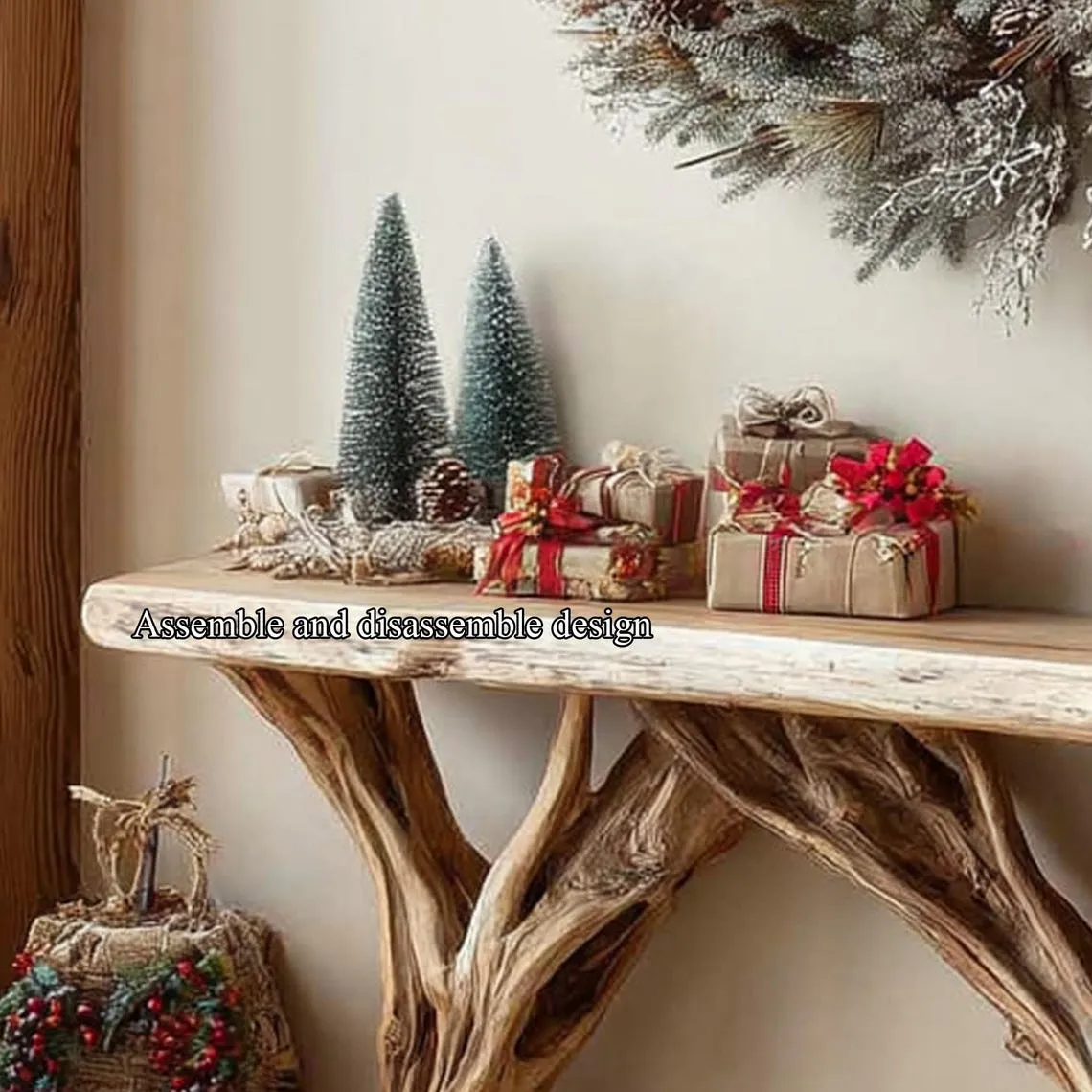 Driftwood farmhouse wall table reclaimed wood console table handmade wooden entry way table console furniture unique home decor gift - Image 5