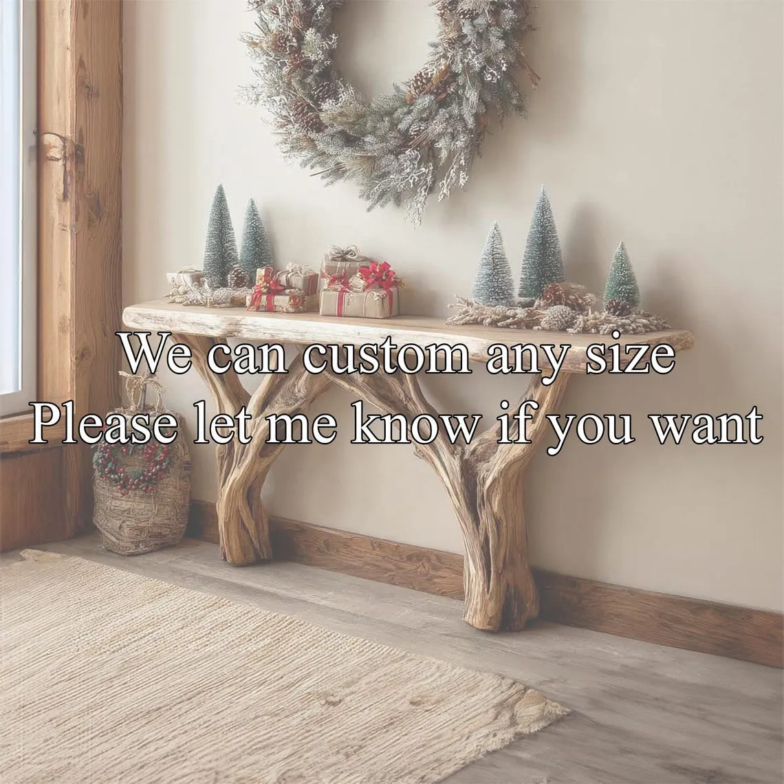 Driftwood farmhouse wall table reclaimed wood console table handmade wooden entry way table console furniture unique home decor gift - Image 6