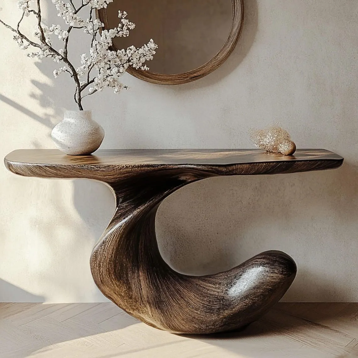Rustic solid wood console table narrow mini handmade side table home decor handmade furniture live edge wood slab decor living room - Image 5