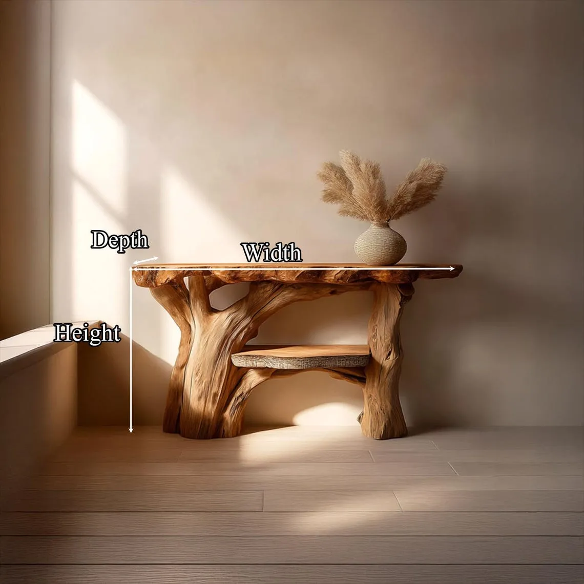 Rustic console table unique art solid wood handmade narrow wood entryway table custom table decor living room table decor halloween costume - Image 3