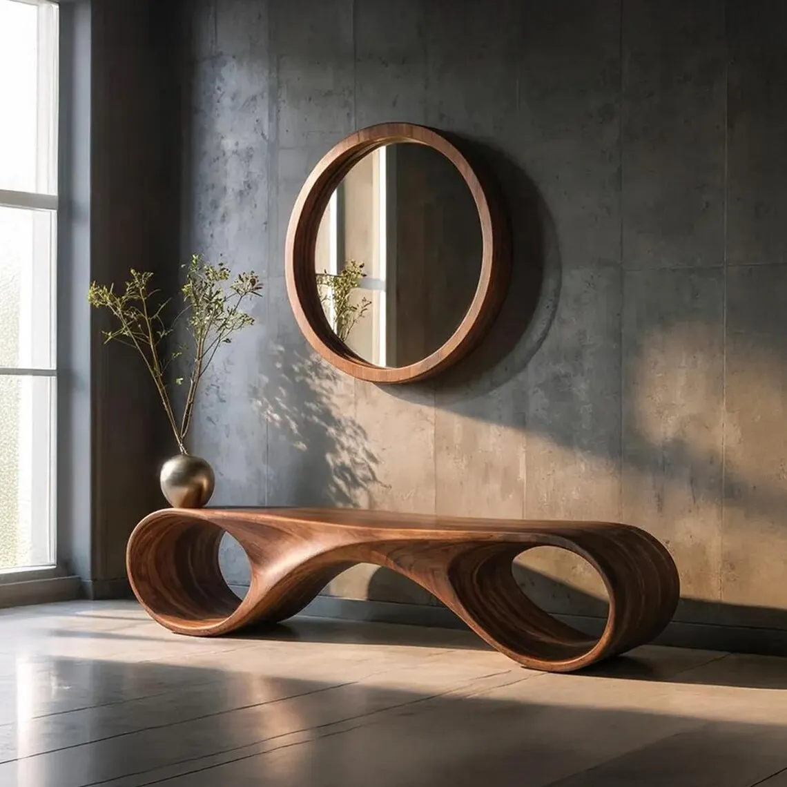 Narrow Wood Console Table Natural Solid Wood Inspired Design Handmade Unique Entryway Decor Home Solid Wood Furniture Gift