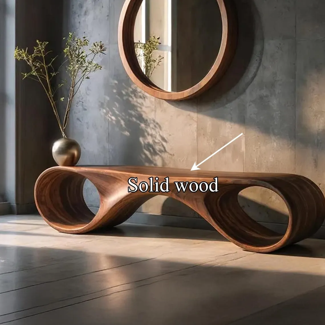 Narrow Wood Console Table Natural Solid Wood Inspired Design Handmade Unique Entryway Decor Home Solid Wood Furniture Gift - Image 3