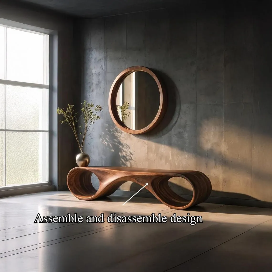 Narrow Wood Console Table Natural Solid Wood Inspired Design Handmade Unique Entryway Decor Home Solid Wood Furniture Gift - Image 4