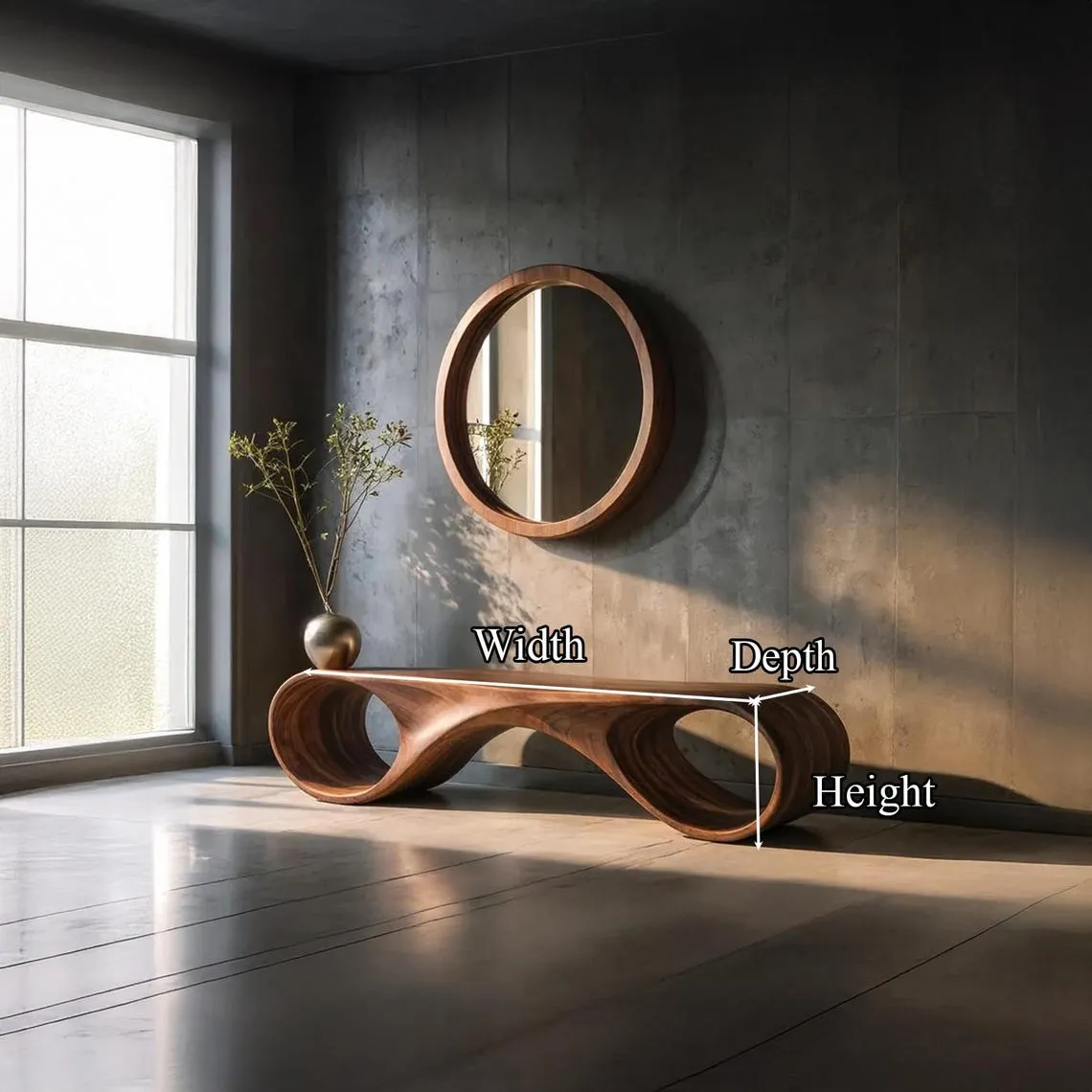 Narrow Wood Console Table Natural Solid Wood Inspired Design Handmade Unique Entryway Decor Home Solid Wood Furniture Gift - Image 5