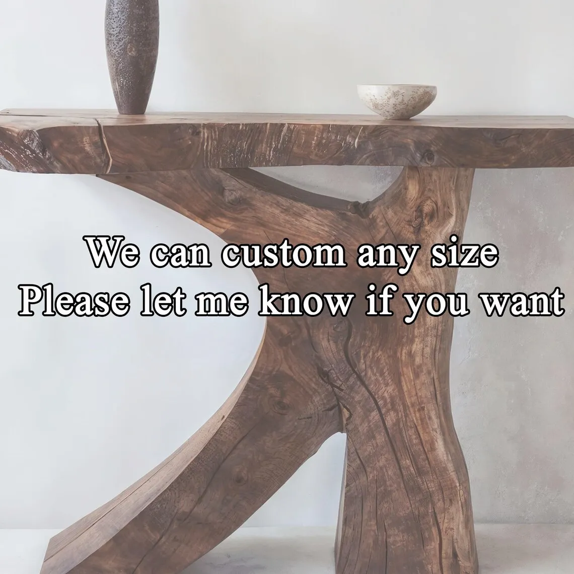 Wood console table farmhouse handmade rustic natural console table live edge entryway table console furniture narrow rustic side table - Image 7