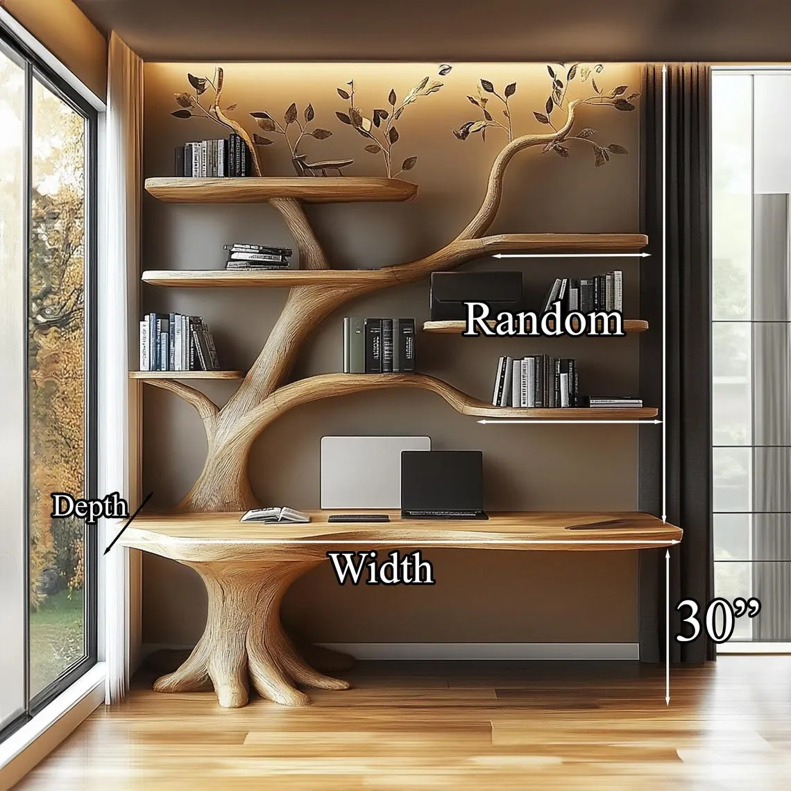 Tree bookshelf, tree-shaped bookshelf, wooden bookshelf, decorative bookshelf handmade rustic side table table legs farmhouse table - Image 3