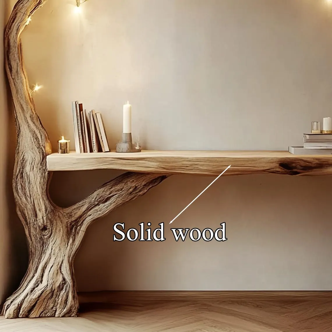 Custom natural solid wood tree bookshelf, wooden bookshelf, decorative bookshelf handmade rustic side table farmhouse table decor home - Image 4