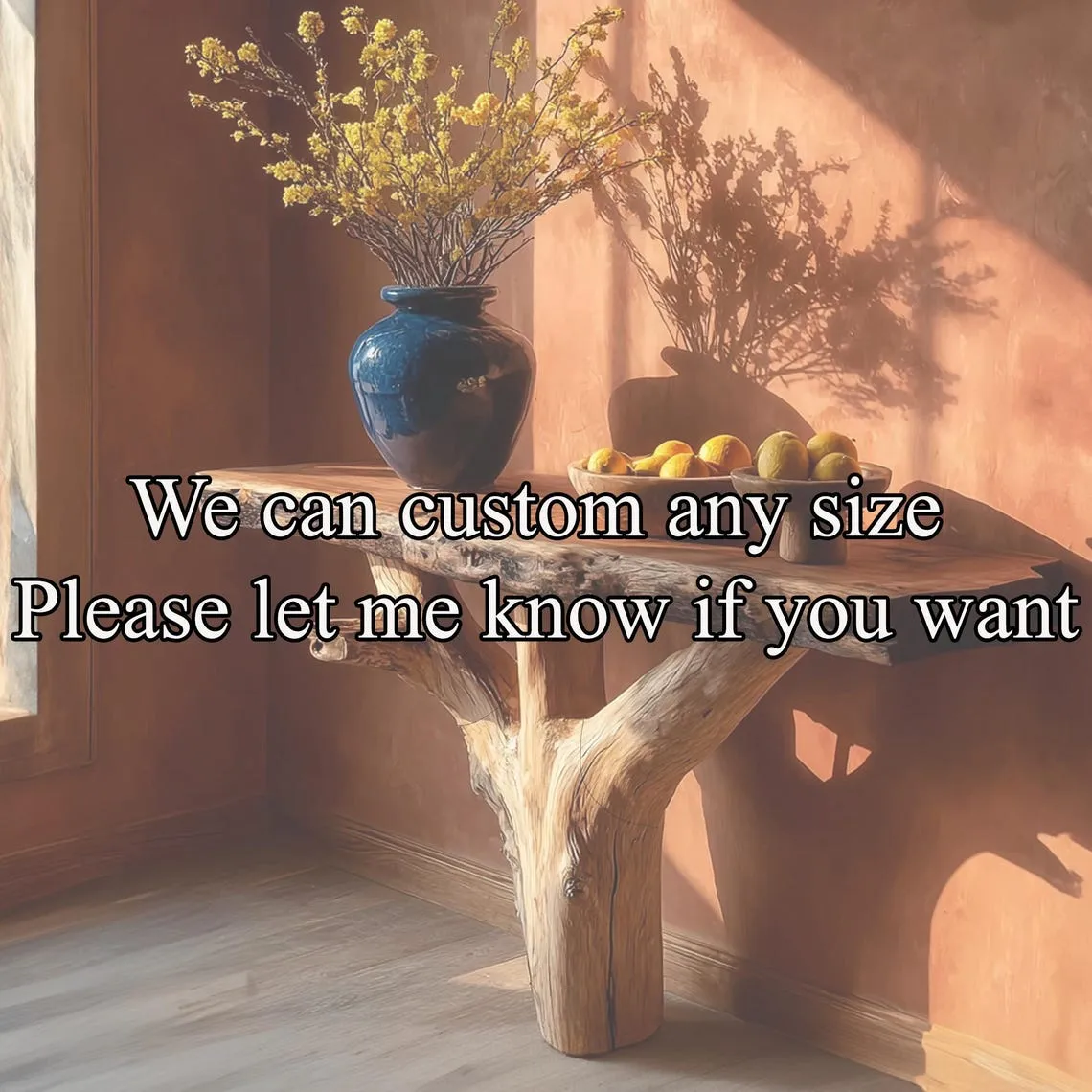 Rustic console table unique art solid wood handmade narrow wood entryway table custom table decor living room wedding table decorations gift - Image 2