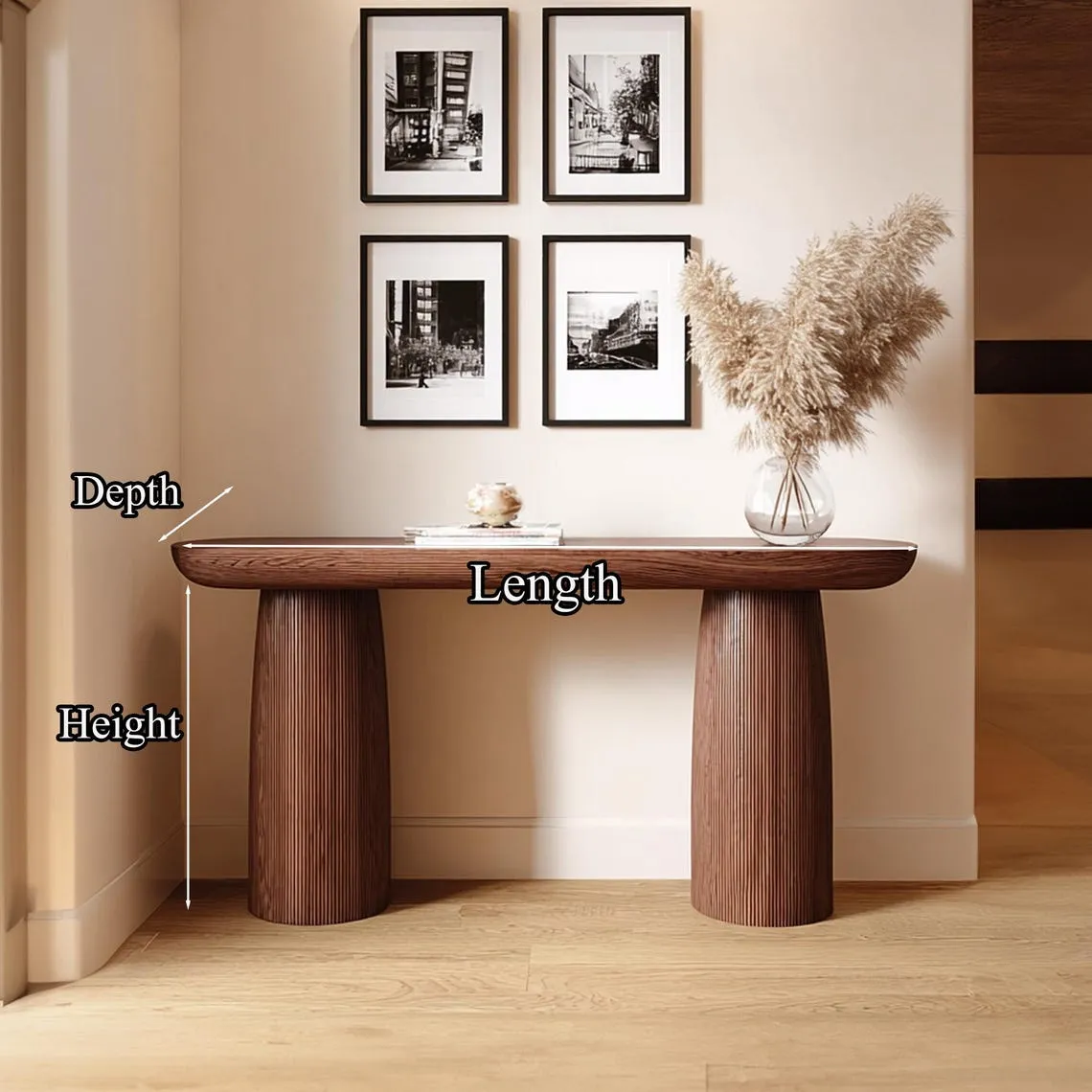 Narrow console table soid wood handmade side table modern console table entryway table decor living room gift - Image 3