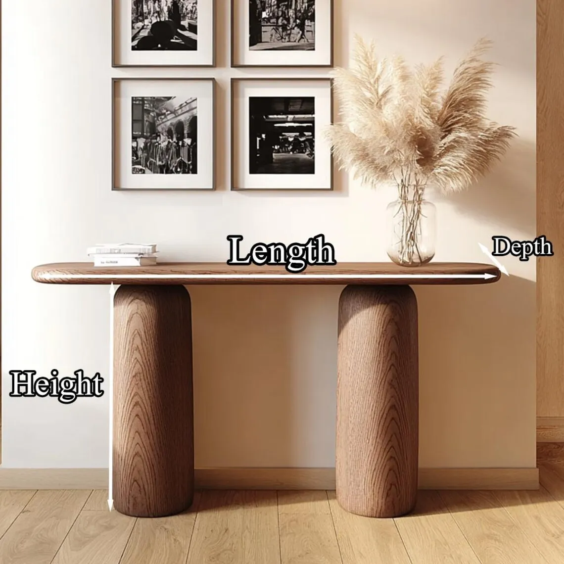 Custom console table unique art solid wood handmade narrow wood entryway table rustic table decor living room wedding table decorations gift - Image 3