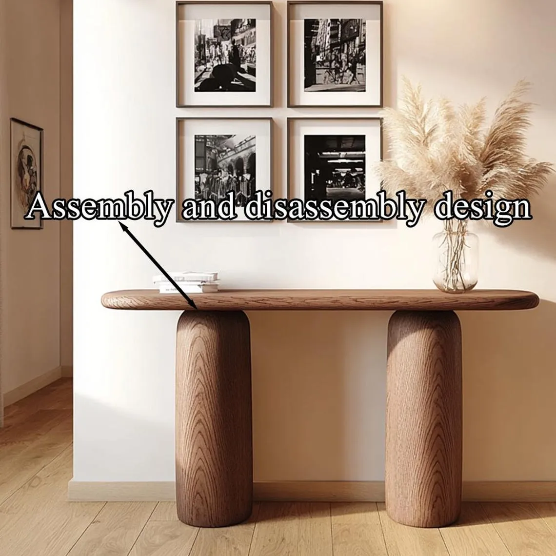 Custom console table unique art solid wood handmade narrow wood entryway table rustic table decor living room wedding table decorations gift - Image 4