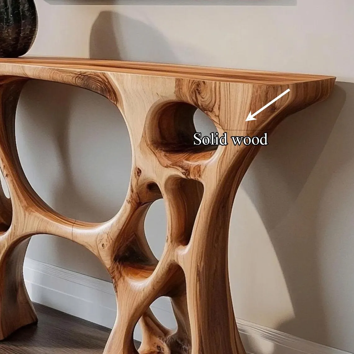 Live Edge Wooden Console Table, Narrow Entryway Table with Shelf, Rustic Wall Table for TV Unit, Antique Accent Side Table or Dressing Table - Image 3
