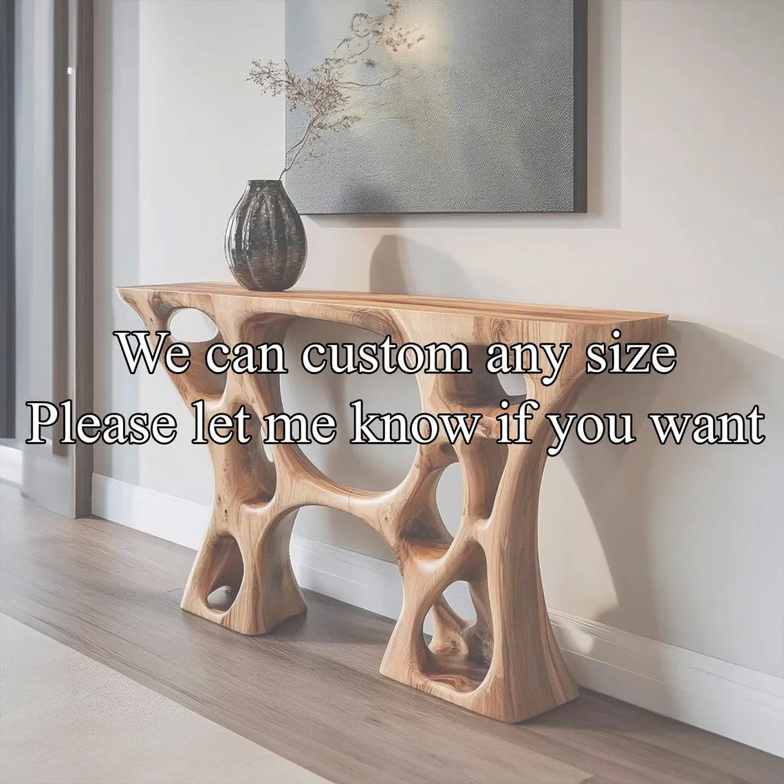 Live Edge Wooden Console Table, Narrow Entryway Table with Shelf, Rustic Wall Table for TV Unit, Antique Accent Side Table or Dressing Table - Image 4