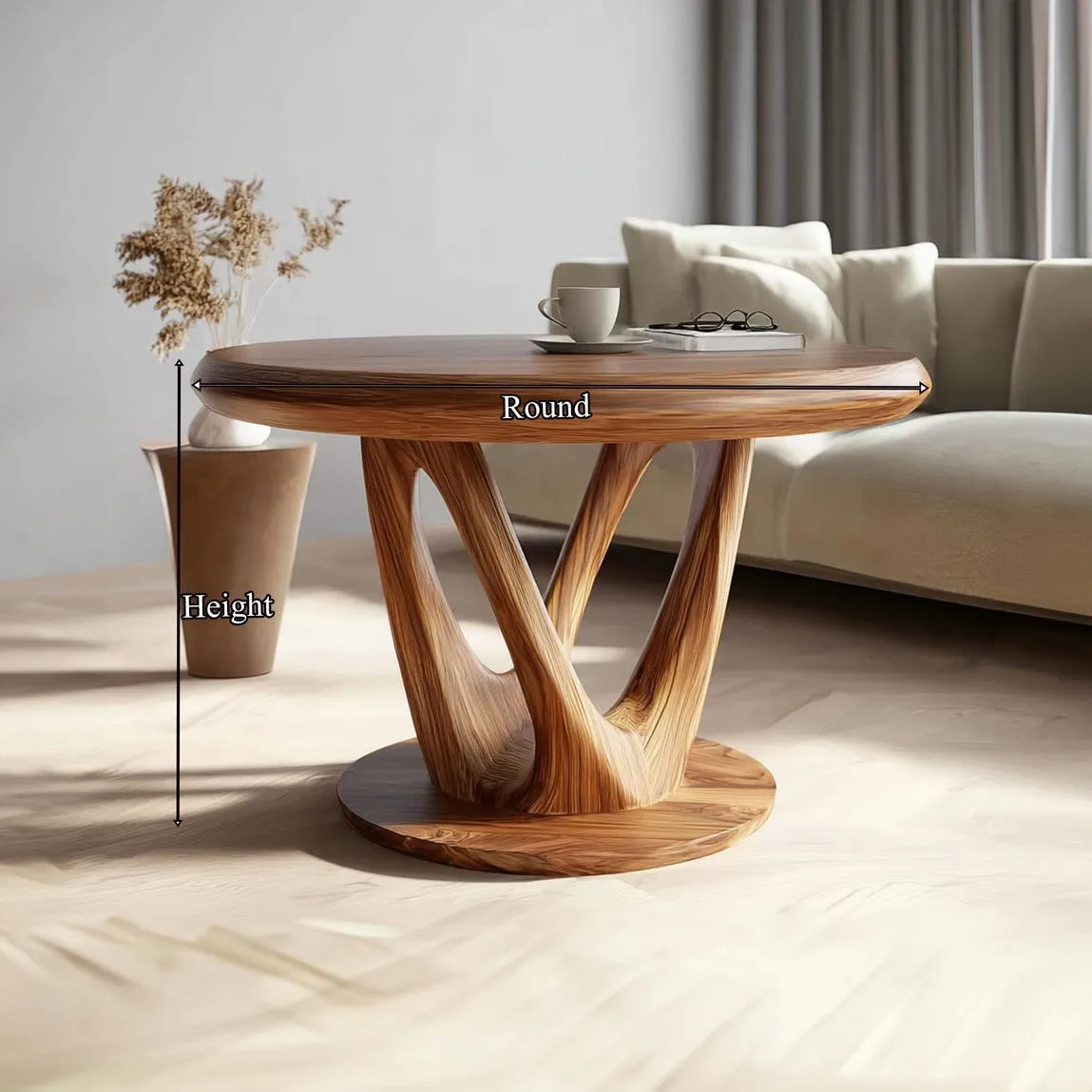 Round Wood Coffee Table Rustic Wood Coffee Table  Reclaimed Wood Coffee Table Farmhouse Round Coffee Table Decor Home Gift - Image 2