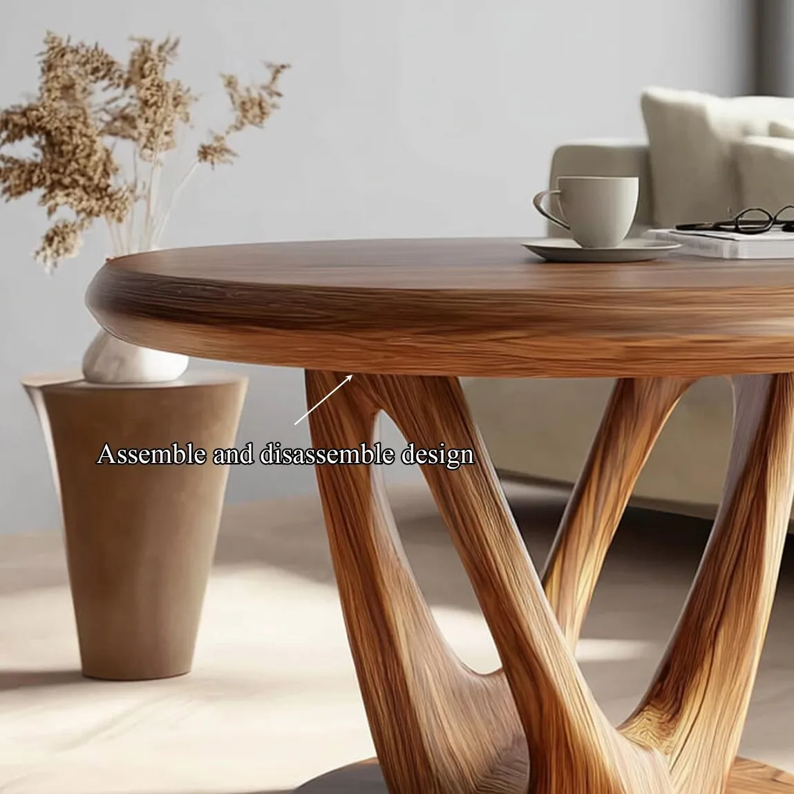 Round Wood Coffee Table Rustic Wood Coffee Table  Reclaimed Wood Coffee Table Farmhouse Round Coffee Table Decor Home Gift - Image 4