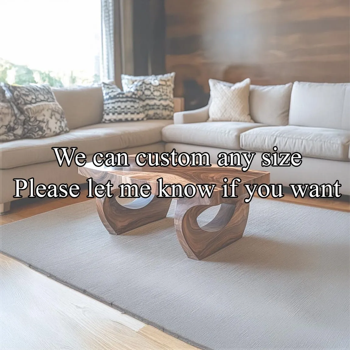 Coffee Table Solid Wood Rustic Walnut Coffee Table Live Edge Table Wood Furniture Living Room Decor - Image 2