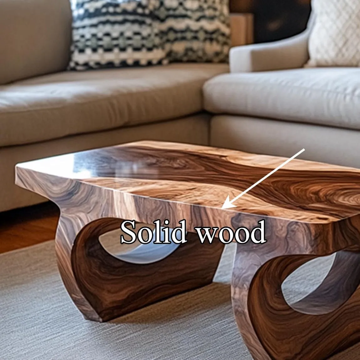 Coffee Table Solid Wood Rustic Walnut Coffee Table Live Edge Table Wood Furniture Living Room Decor - Image 3
