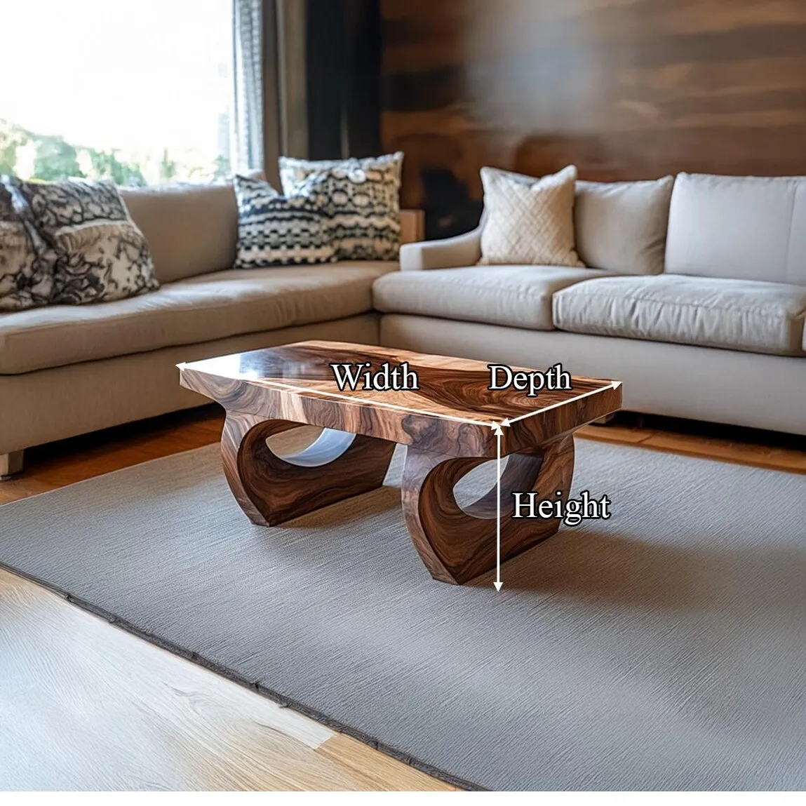 Coffee Table Solid Wood Rustic Walnut Coffee Table Live Edge Table Wood Furniture Living Room Decor - Image 5