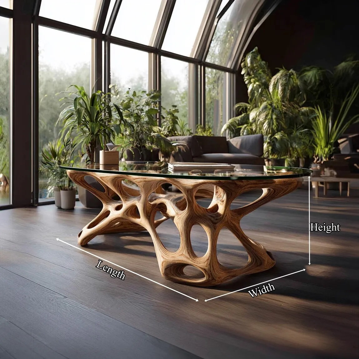 Rustic Walnut Wood Coffee Table Handmade Furniture Living Room Decor - Image 5