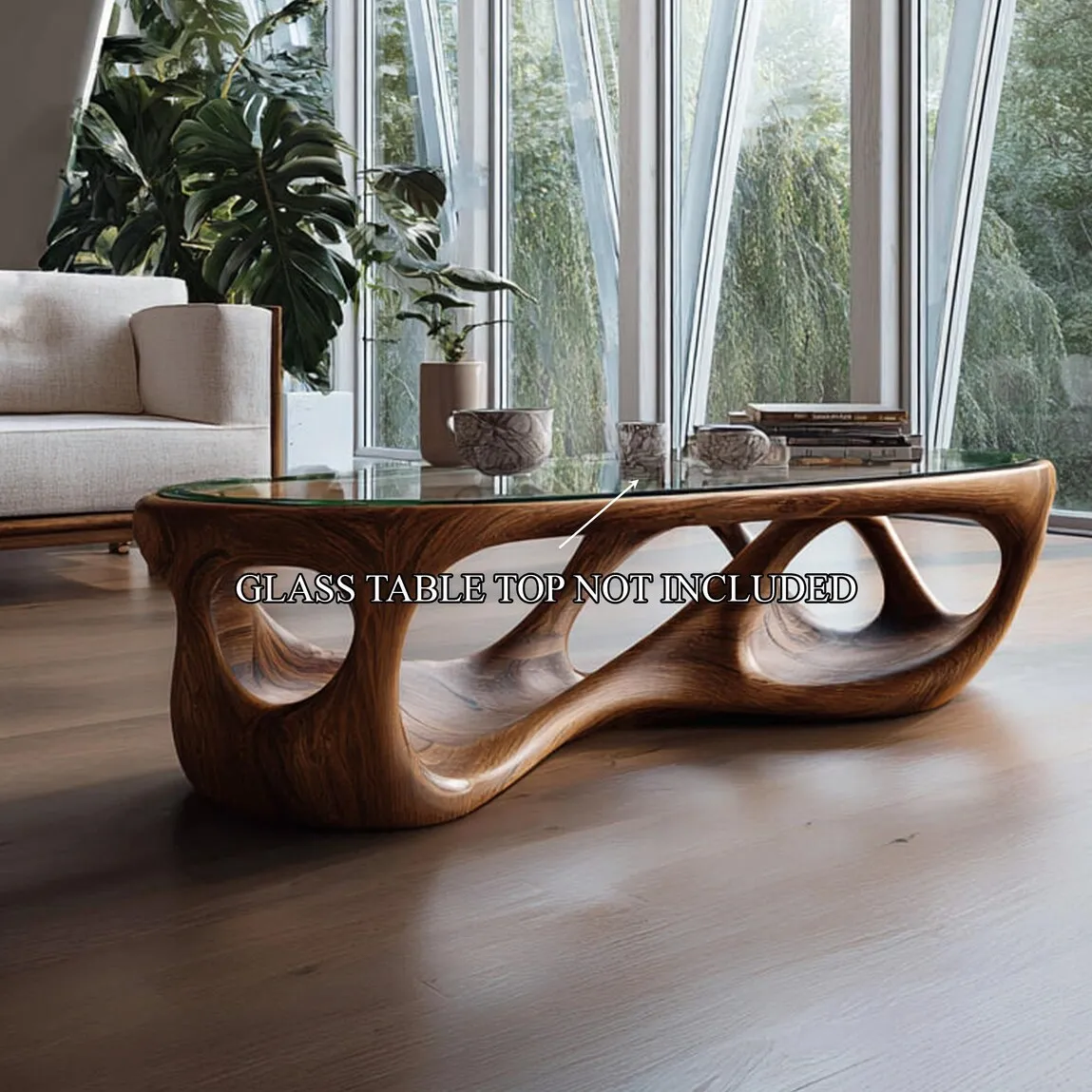 Rustic Walnut Wood Coffee Table Handmade Furniture Living Room Decor - Image 6