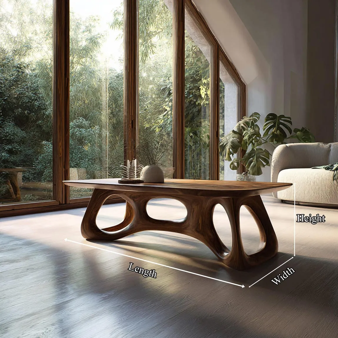 Coffee Table Modern Solid Wood Coffee Table Reclaimed Wood Table Live Edge Farmhouse Table Living Room Table Living Room Decor - Image 2