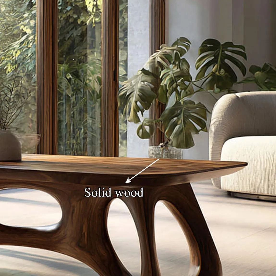 Coffee Table Modern Solid Wood Coffee Table Reclaimed Wood Table Live Edge Farmhouse Table Living Room Table Living Room Decor - Image 3