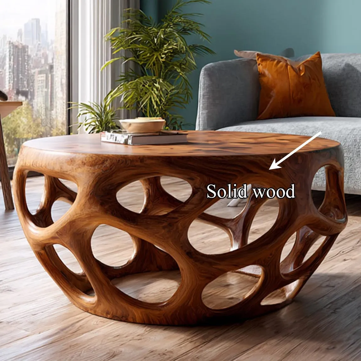 Round Wood Coffee Table  Rustic Wood Coffee Table Reclaimed Wood Coffee Table  Farmhouse Round Coffee Table Decor Living Room Gift - Image 4