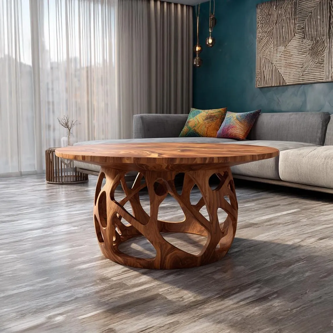 Coffee table solid wood handmade unique wood art wooden coffee table outdoor side table decor living room gift
