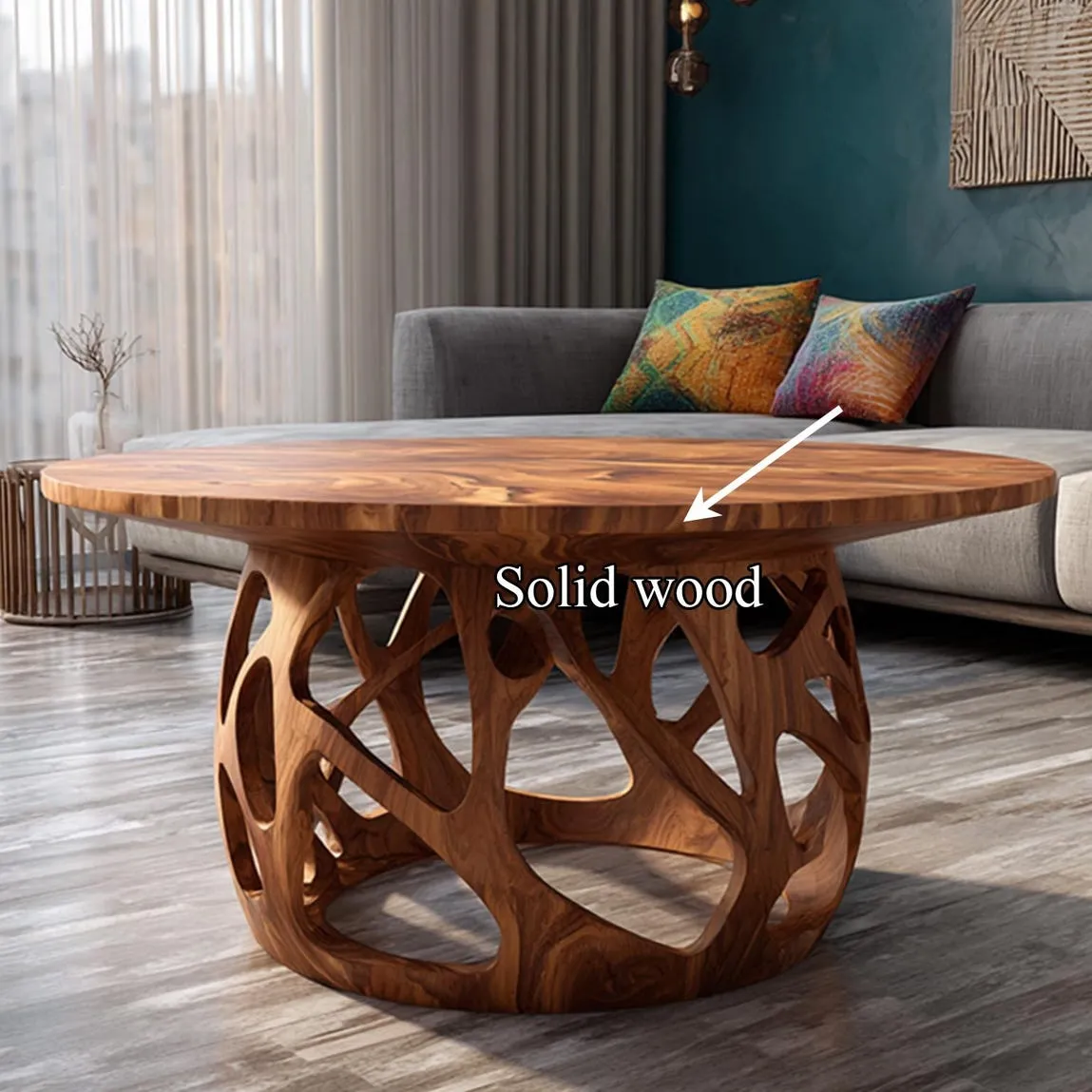 Coffee table solid wood handmade unique wood art wooden coffee table outdoor side table decor living room gift - Image 3