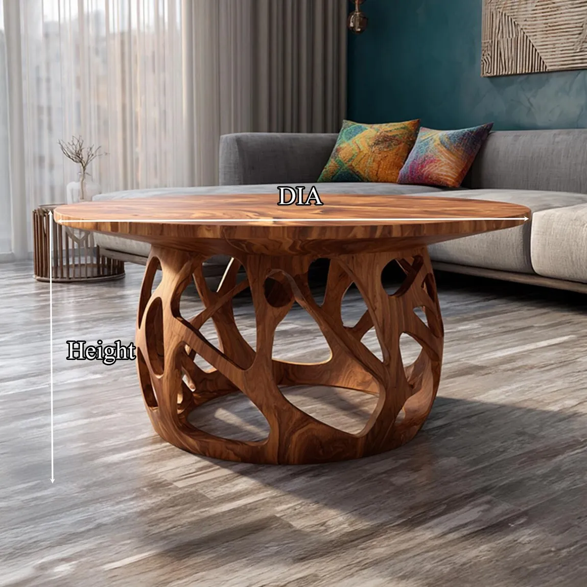 Coffee table solid wood handmade unique wood art wooden coffee table outdoor side table decor living room gift - Image 5