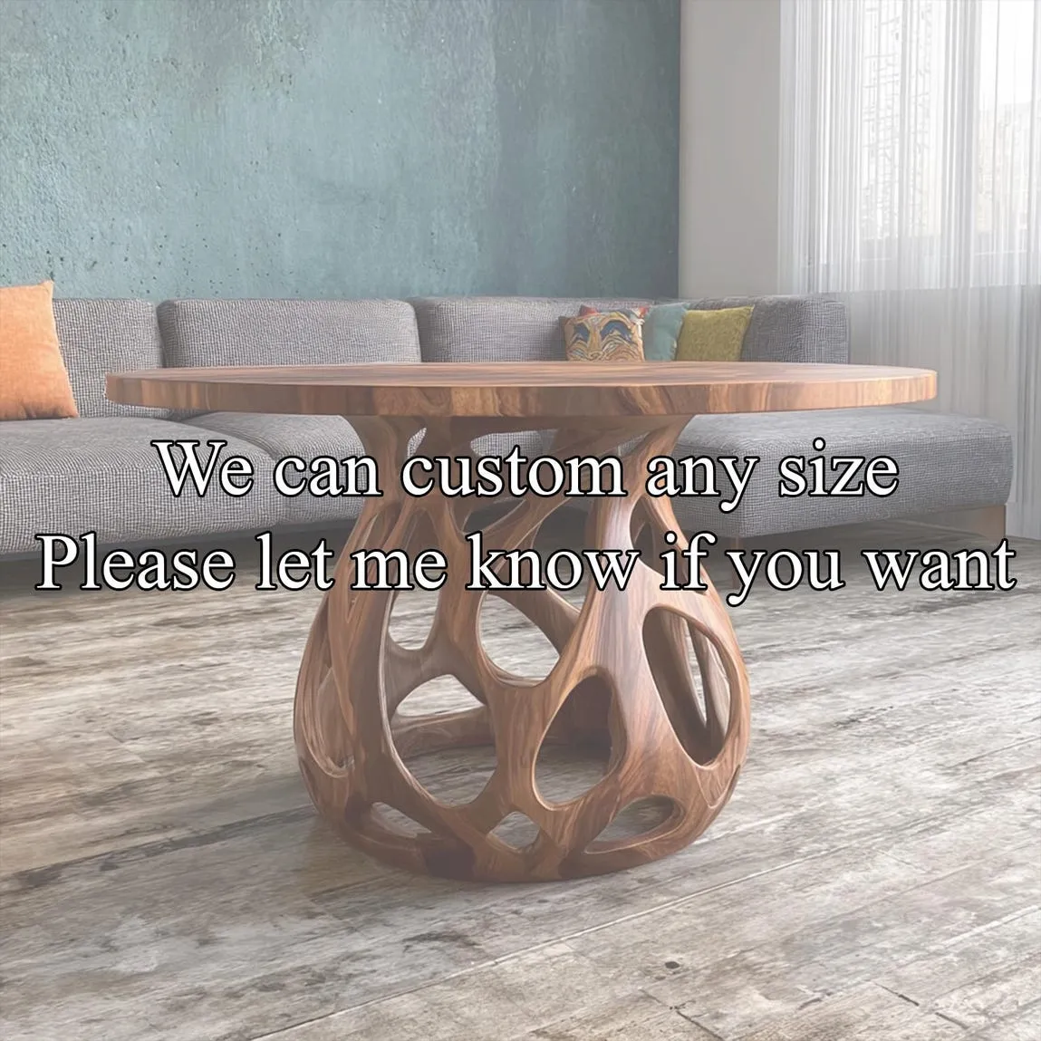 Rustic coffee table solid wood handmade unique wood art wooden coffee table outdoor side table decor living room gift - Image 2