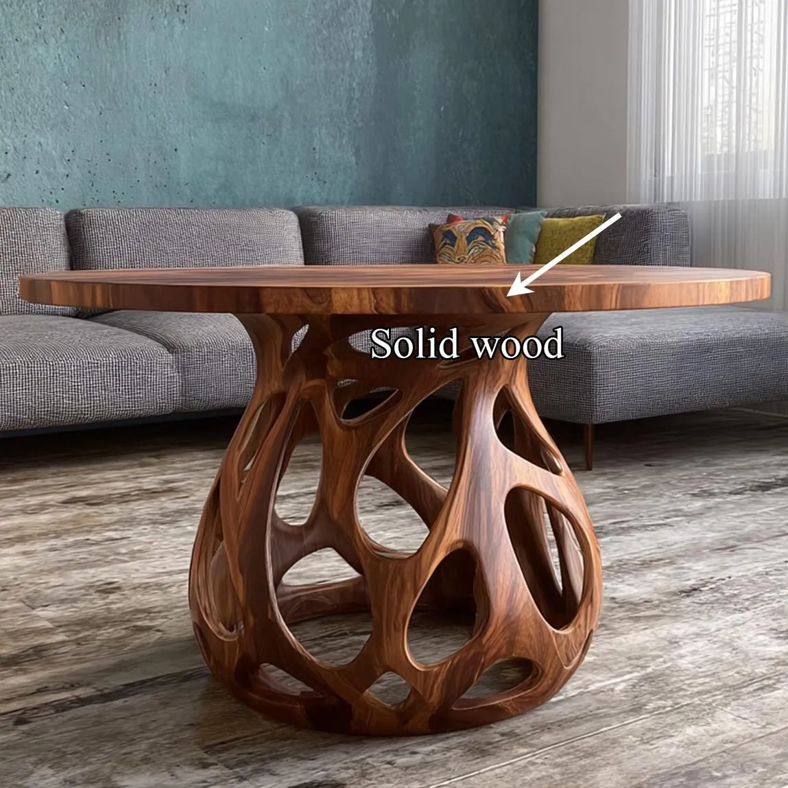 Rustic coffee table solid wood handmade unique wood art wooden coffee table outdoor side table decor living room gift - Image 3