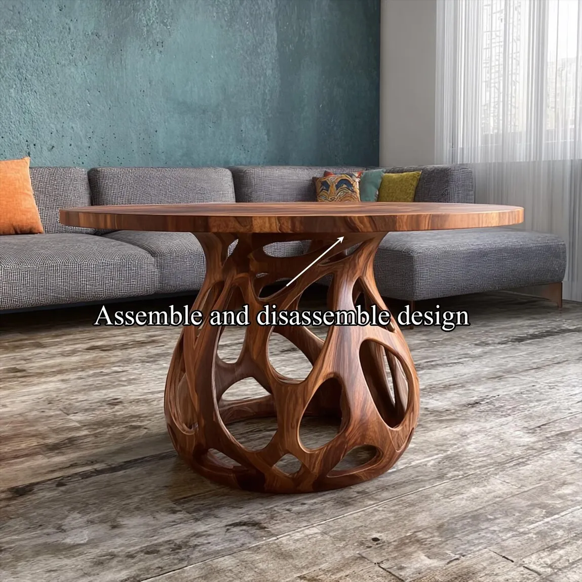 Rustic coffee table solid wood handmade unique wood art wooden coffee table outdoor side table decor living room gift - Image 4
