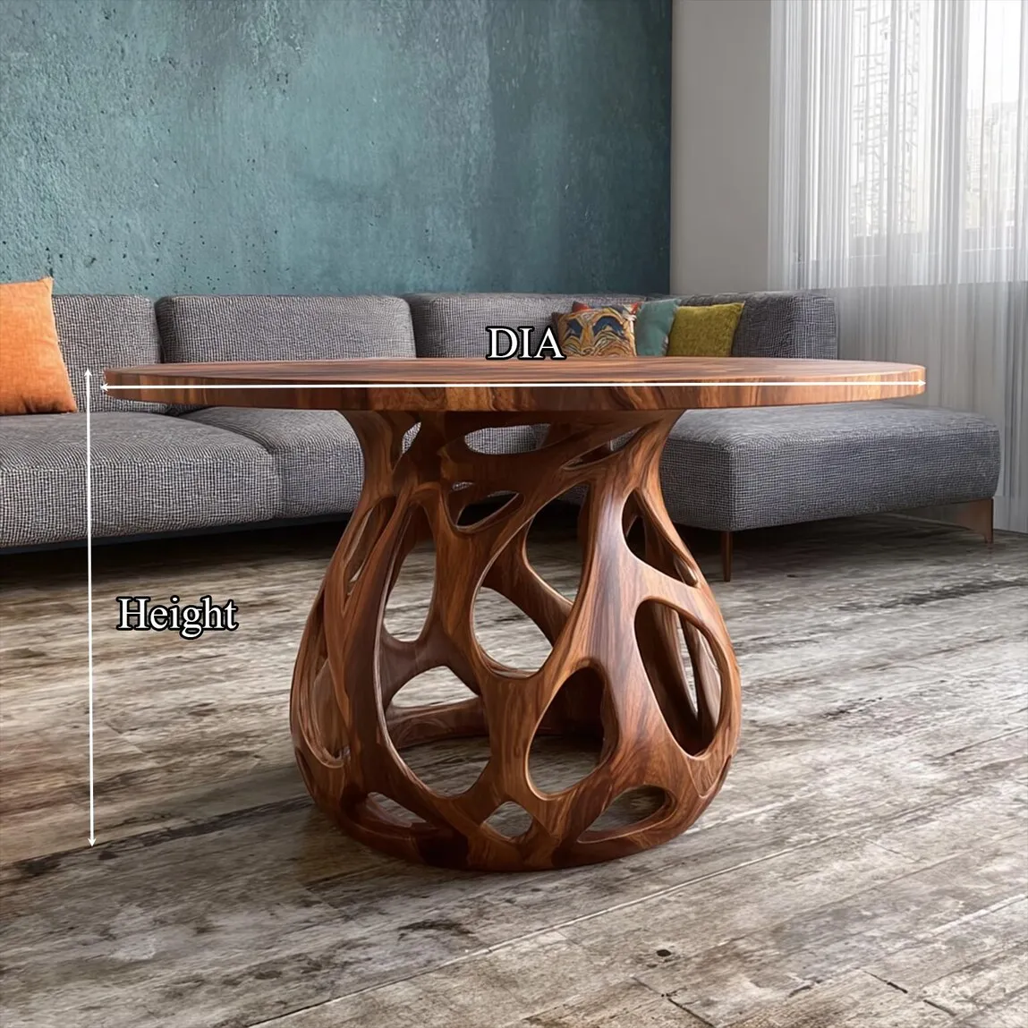 Rustic coffee table solid wood handmade unique wood art wooden coffee table outdoor side table decor living room gift - Image 5
