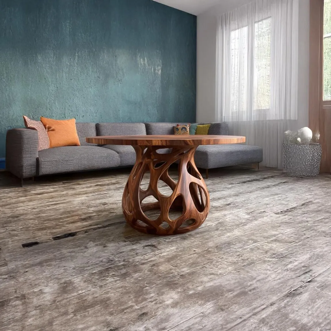 Rustic coffee table solid wood handmade unique wood art wooden coffee table outdoor side table decor living room gift - Image 6